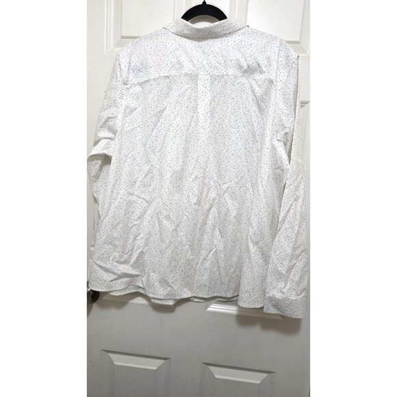 L.L.Bean Women's Wrinkle-Free Button-Up Shirt 2X White Polka Dot Print Long Slee - Picture 3 of 7